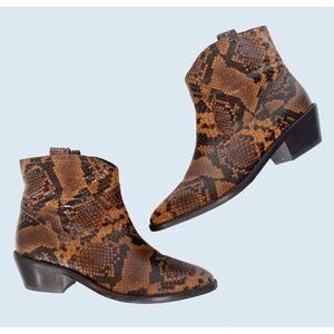 BODEN Allendale Brown & Black Snakeskin Print Ankle Boots Size 37 / 6